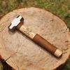 G&B Grumpy Bear Cowhide Handle Camping Hammer - Durable Forged Ground Nail Tool for Outdoor Craftsmanship