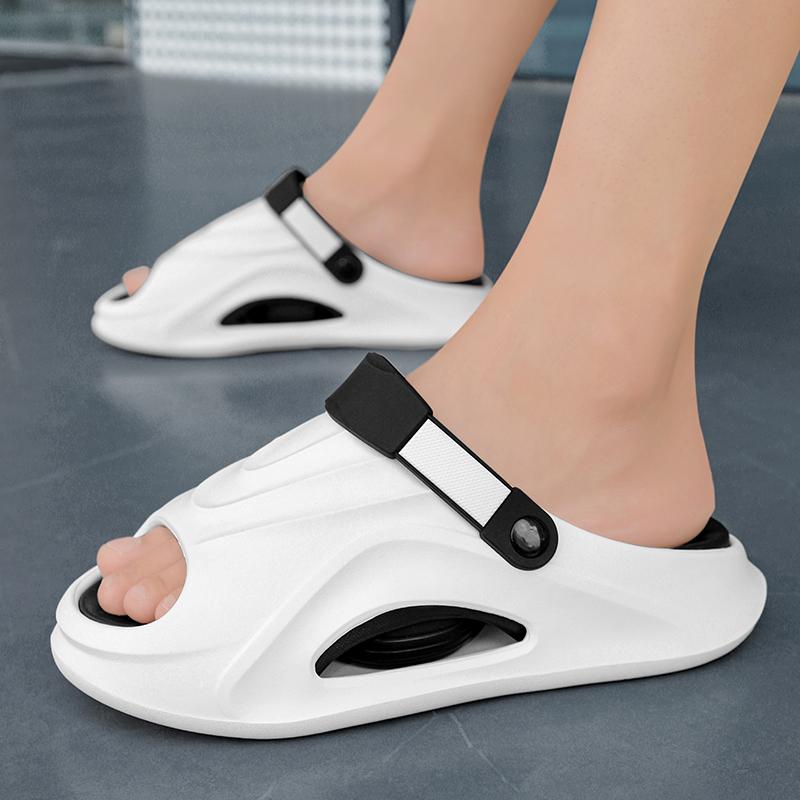Fashion Fashion Summer Slippers Men Shock-absorbing Thick Bottom Slippers Platform Bathroom Slides Outdoor Non-Slip Casual Beach Sandals