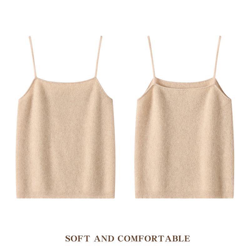 Women's Slim Fit Knit Cross Strap Tank Top - Sleeveless Cashmere Base Layer for Autumn/Winter