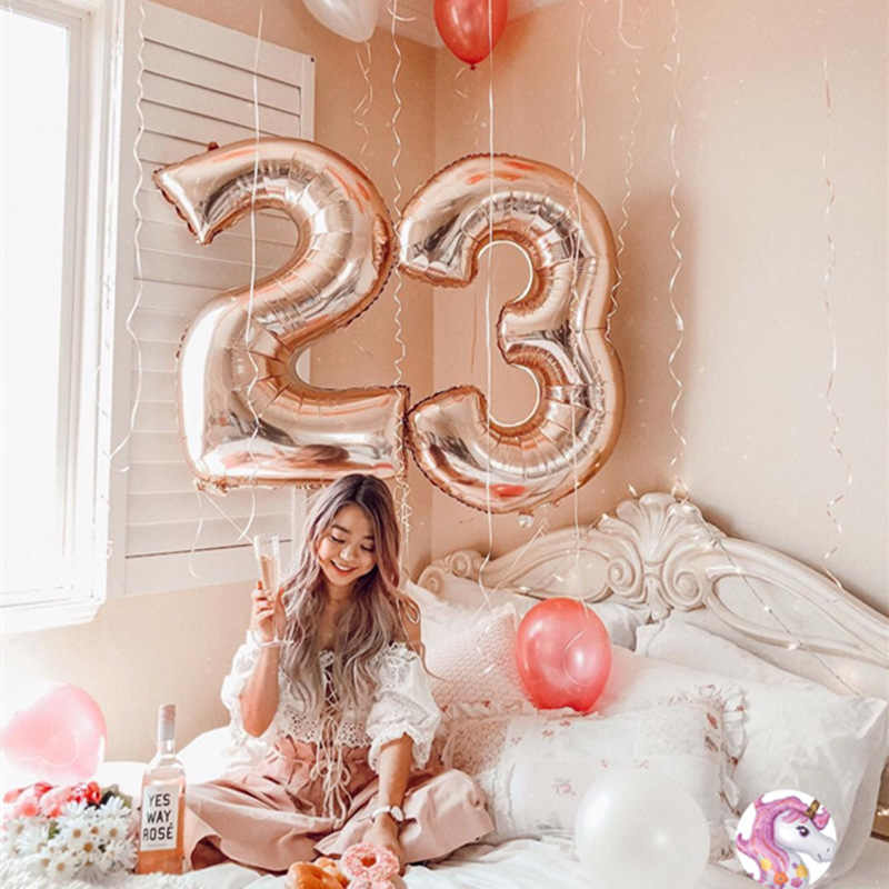16 32 40 Inch Air Number Large Figures Foil Balloons Happy Birthday Wedding Party Decorations Baby Shower Globos