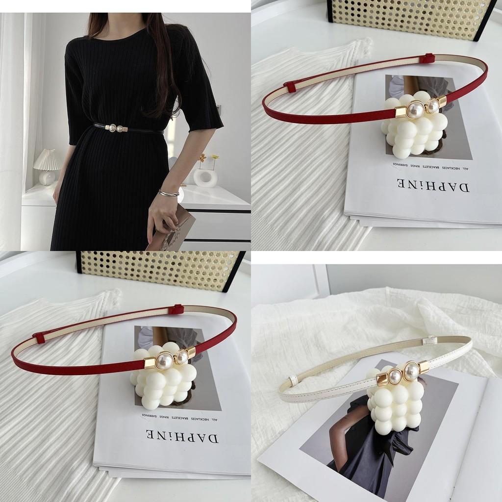 Stunning Matte Black Women's Belt With Elegant Pearl Buckle Perfect For Summer Outfits