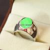 Anello da Uomo in Argento Sterling 925 con Pietra Preziosa di Giada Taglio Ovale #B141 JL375671575784