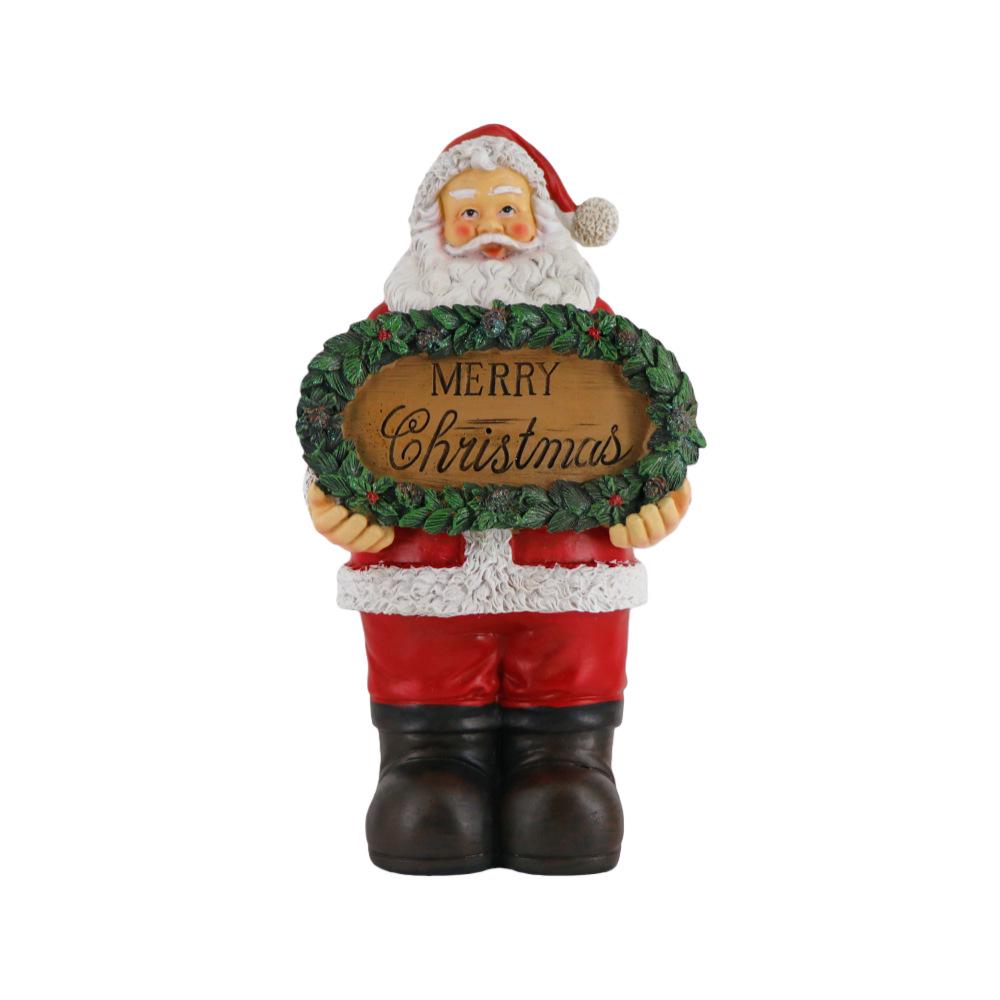 Santa Claus Resin Figurine with Merry Christmas Sign - Festive Home Decoration