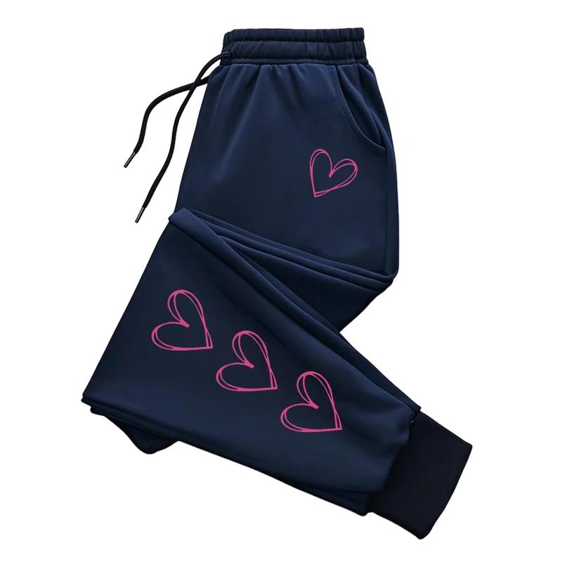 Womens Sweatpants Heart Printed Casual Sports Pants Home Fitness Jogger Trousers Daily High Street Comfort Pants