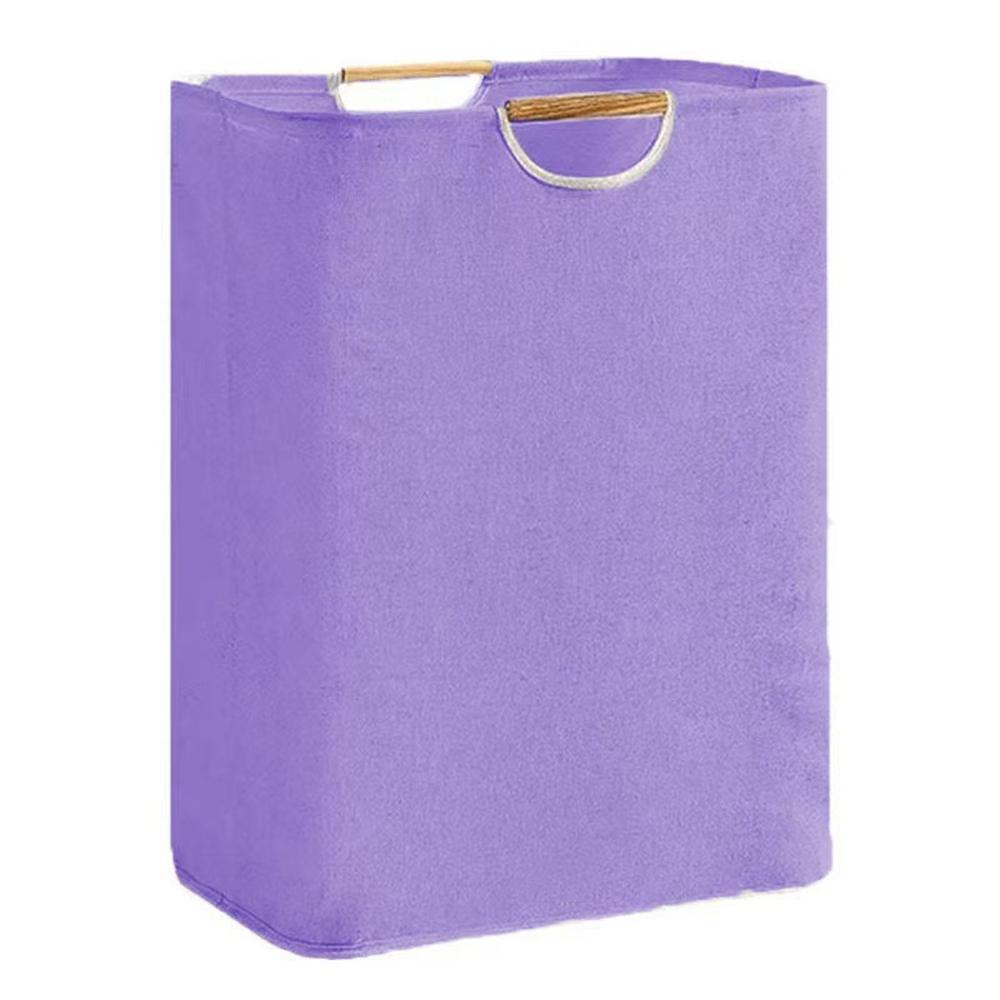 Składany kosz na pranie z drewnianym uchwytem 40×30×40cm Duży pojemny materiałowy kosz do przechowywania
