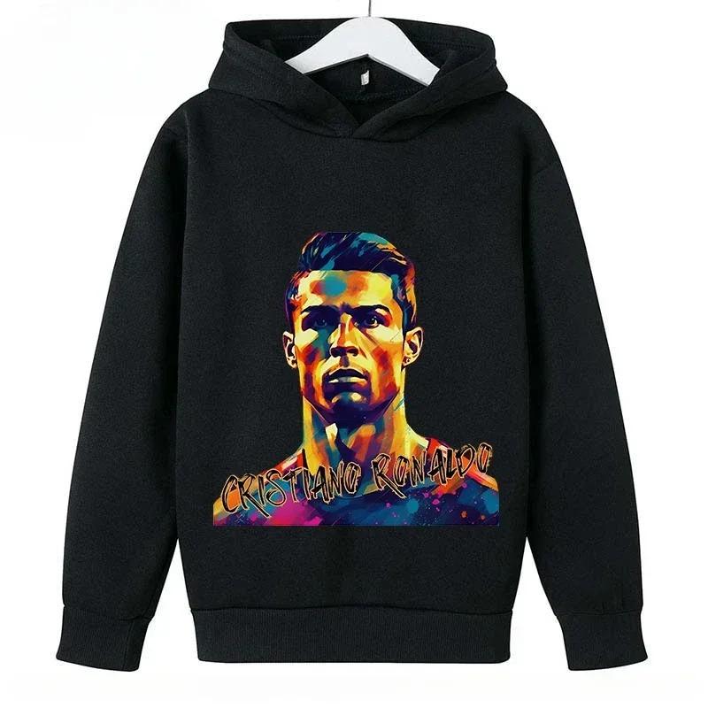 Frühling Herbst Lässiger Kinder-Hoodie Sport-Sweatshirt für Jungen und Mädchen Ronaldo Aufdruck Mode Kinder Pullover Top