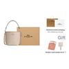 Coach City Bucket 17 Monogram Metal Logo Signature Coated Canvas Tote Shoulder Bag Small Women Bags Beige CT800-SVPWH
