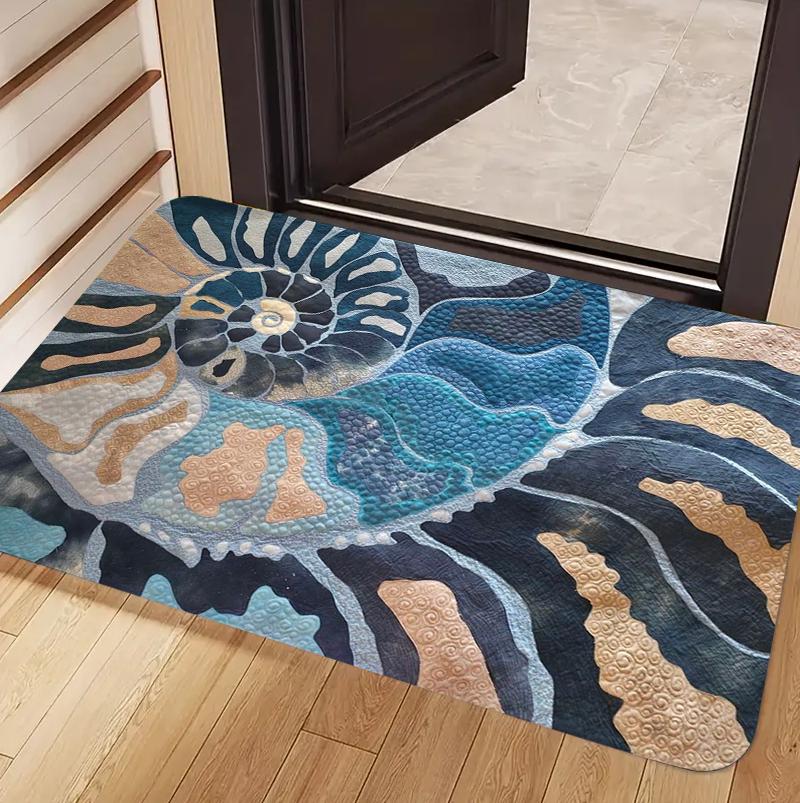 Nordic Style Conch Printed Carpet Retro Style Decorative Door Mat Farmhouse Living Room Bedroom Entrance Carpet