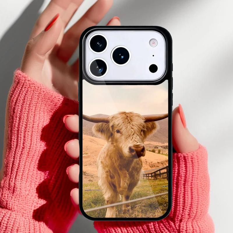 Cute Highland Cow Phone Case for iPhone 17 16 15 14 13 Pro Max Back Cover for 12 11 Pro Coque