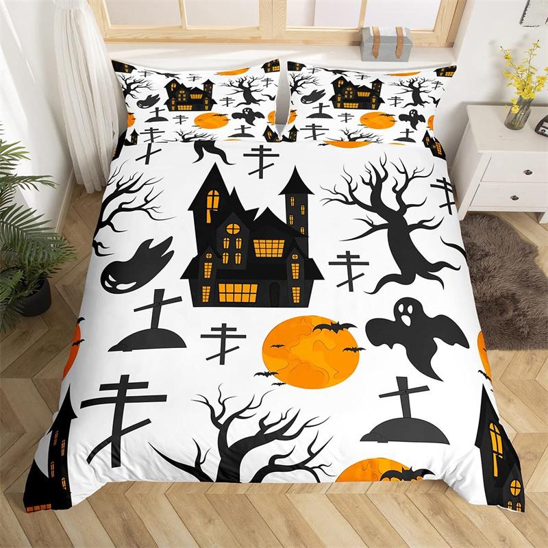 Halloween Duvet Cover Queen Boys Trick or Treat Bedding Set For Kids Teen Room Decor Microfiber Soft Sugar Skull Comforter Cover