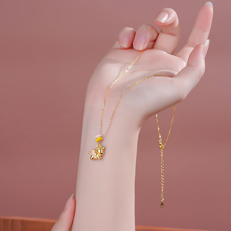 Tichya S925 Sterling Silver Unicorn Necklace for Women – Sweet, Light Luxury Little Pegasus Clavicle Chain 925 Sterling Silver