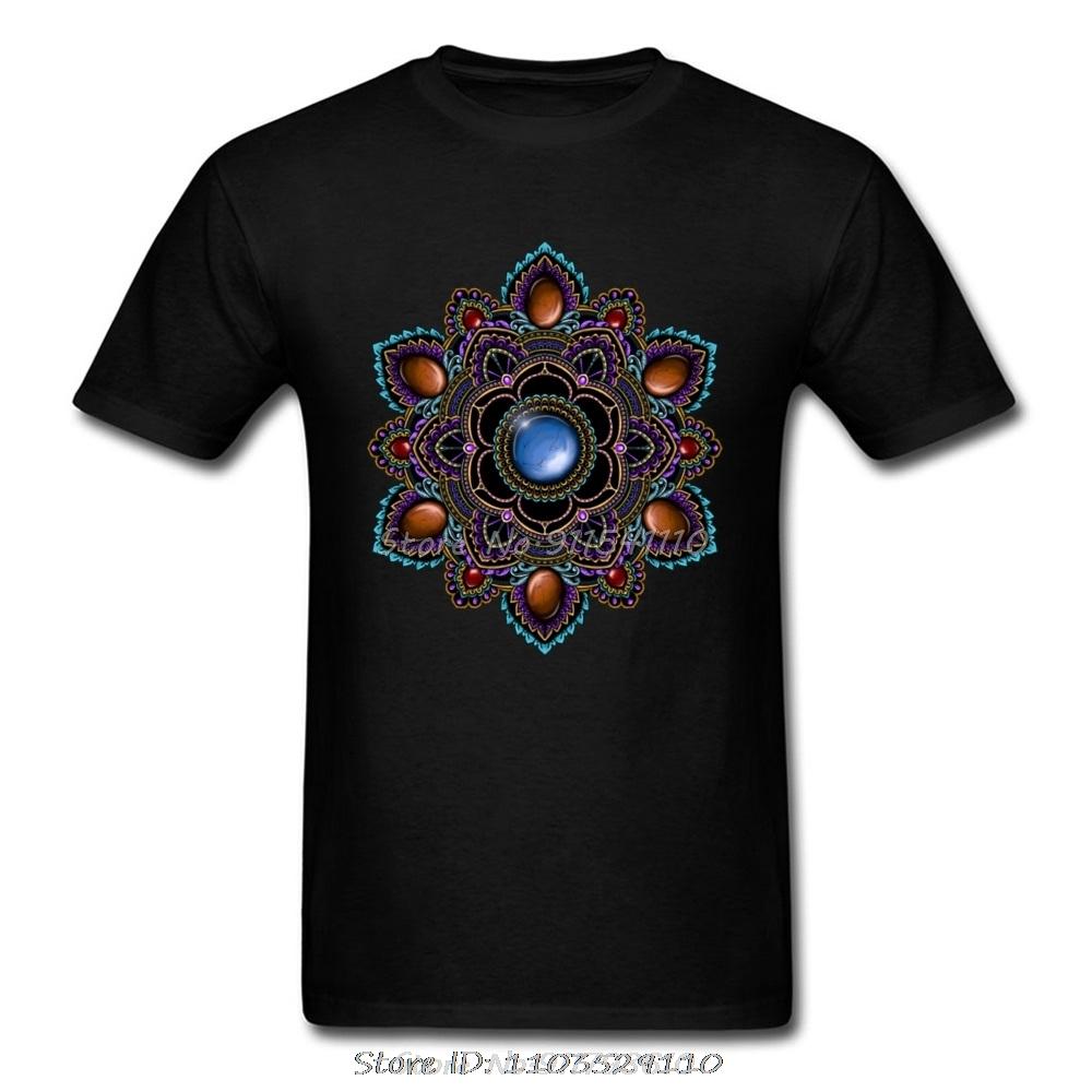 Om T-shirt Men Black Tshirt Purple & Teal Mandala With Gemstones Geometric Designer T Shirts Father Day Gift Sweatshirts Cool... S разноцветный