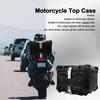 Motorcycle Top Box Aluminum Alloy 55L Quick Release Water Resistant with Safety Lock Reflective Sticker for Helmet Luggage Black