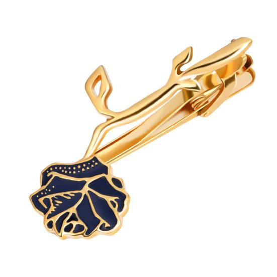 Detachable Tie Back Golden Flower Design Tie Clip Versatile Bow Tie Clip Weddings Business Suits Accessories