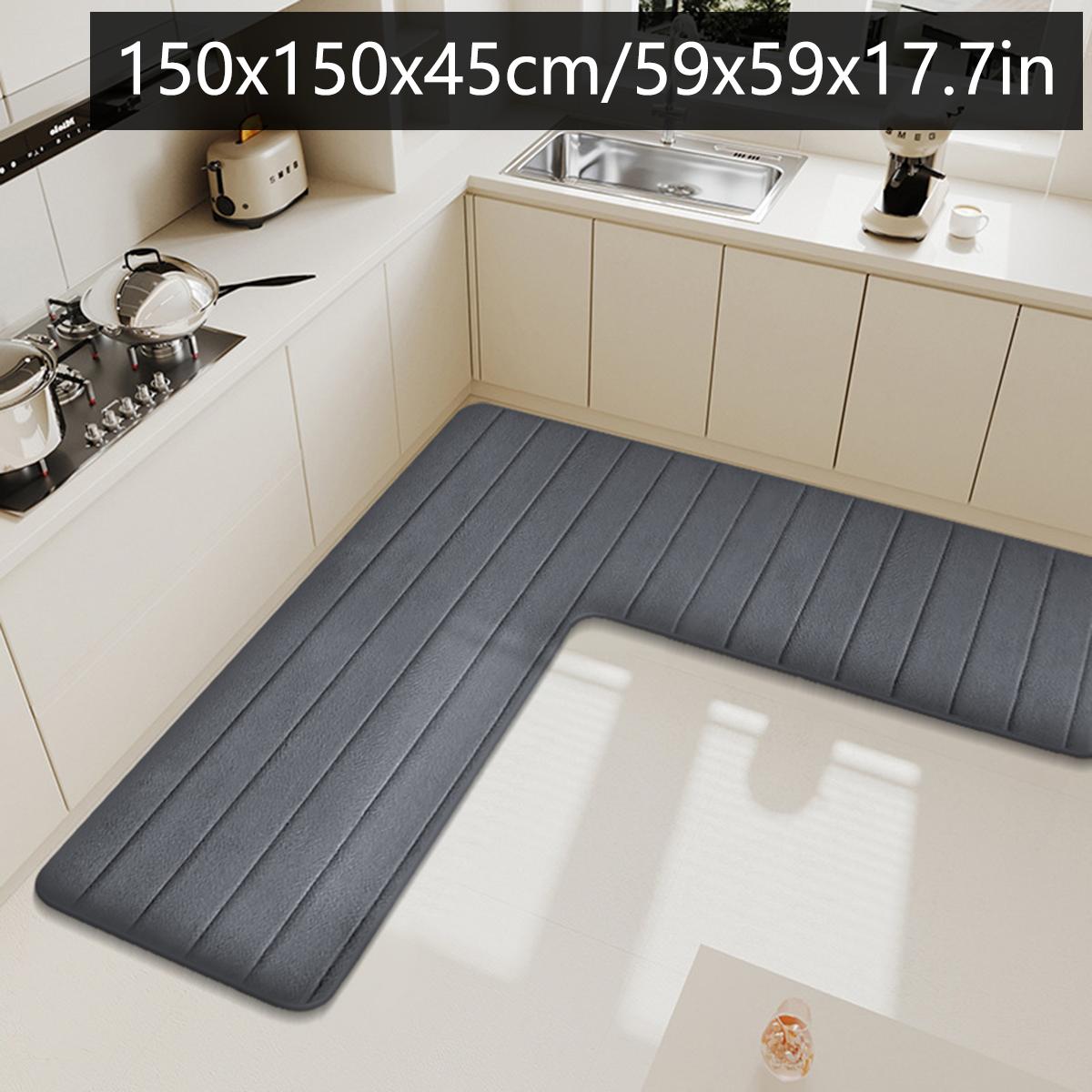

Однотонные L-образные фланелевые впитывающие коврики для пола, домашние кухонные нескользящие коврики для ног, коврики для ванной у входной двери, угловой ковер