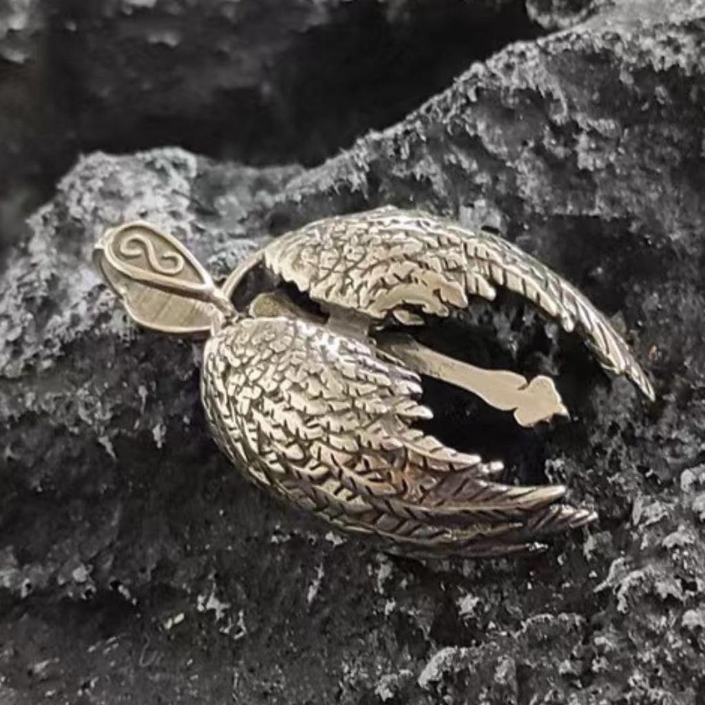 [Sedona Magic] Angel Wing | Gothic Silver Tone Pendant Necklace with Holy Knight Pendant, Angel Wing and Cross Necklace, 60cm Chain, Men's