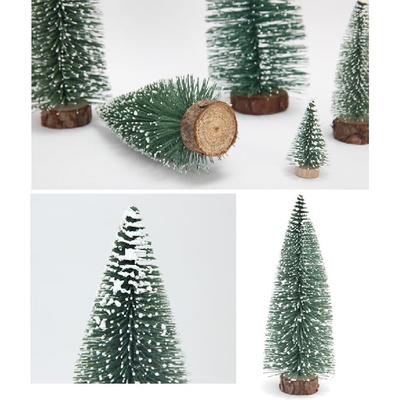 NOLITOY 10Pcs Mini Christmas Trees Decor Artificial Christmas Tree Bottle Brush Trees Sisal Snow Pine Trees with Wooden Base for Christmas Decor