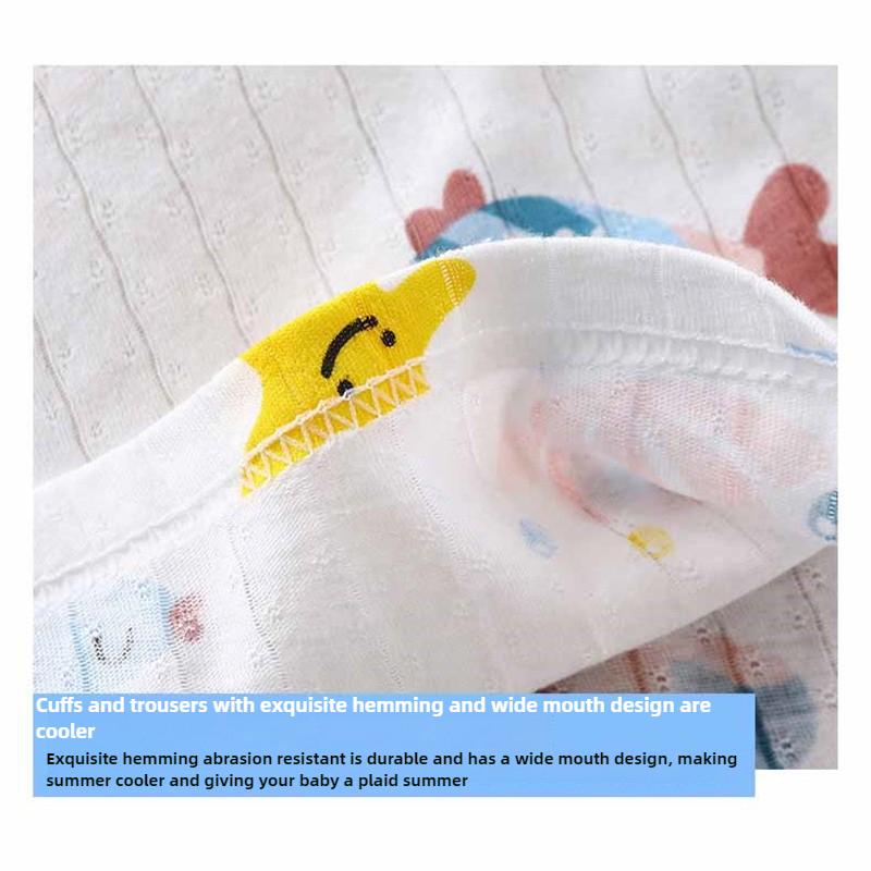 Kids Cotton Pajama Set Summer 3/4 Sleeve Sleepwear Soft & Breathable Loungewear for Boys and Girls