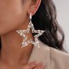 Exaggerated Diamond-set Hollow Five-pointed Star Earrings, Personalized Wind Heavy Industry Exquisite Earrings