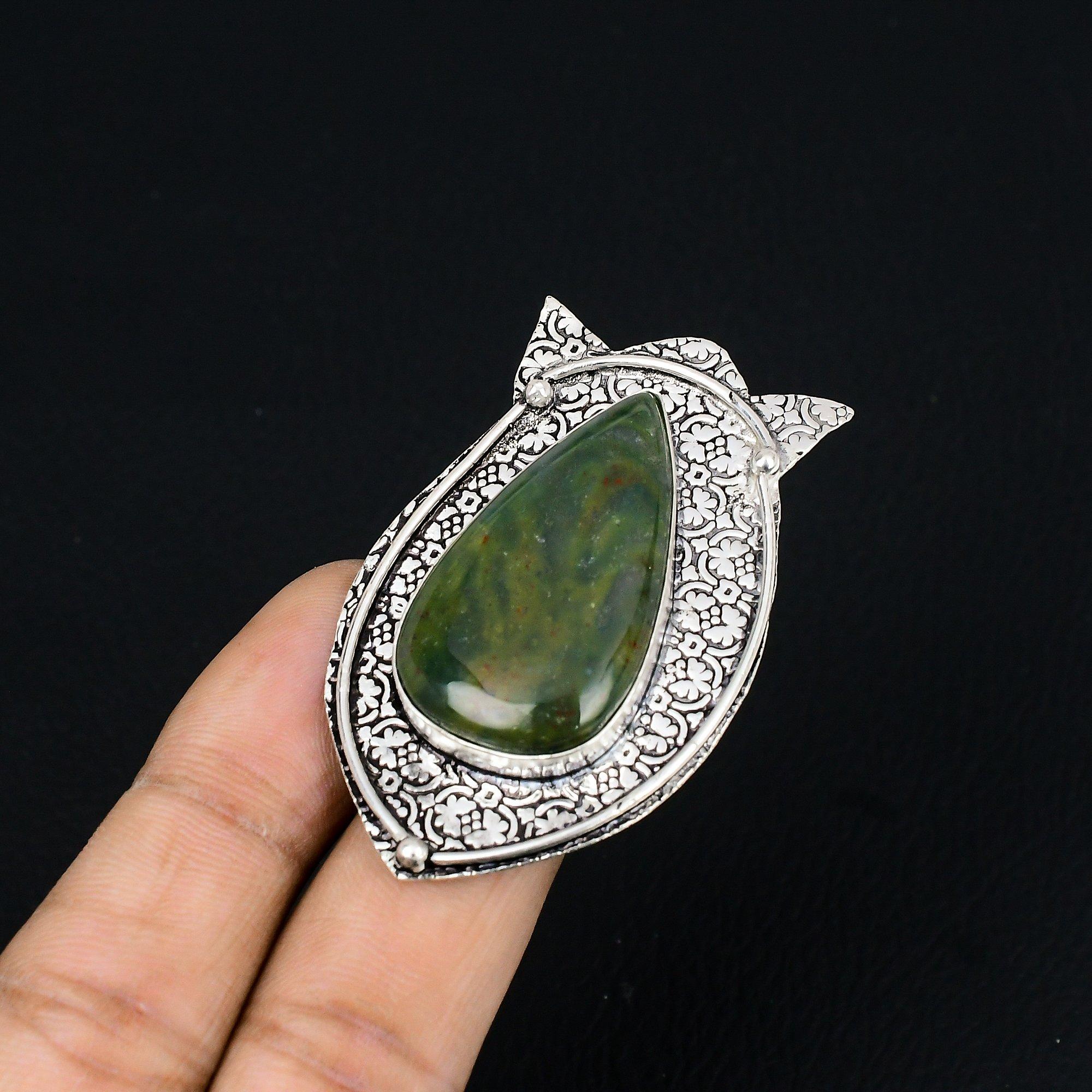 Friendship Day Deal Root Chakra Bloodstone Stone Promise Ring 925 Silver US 7.5 7.5