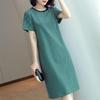 2024 Summer Striped Slimming Mid-Length Plus Size T-shirt Dress