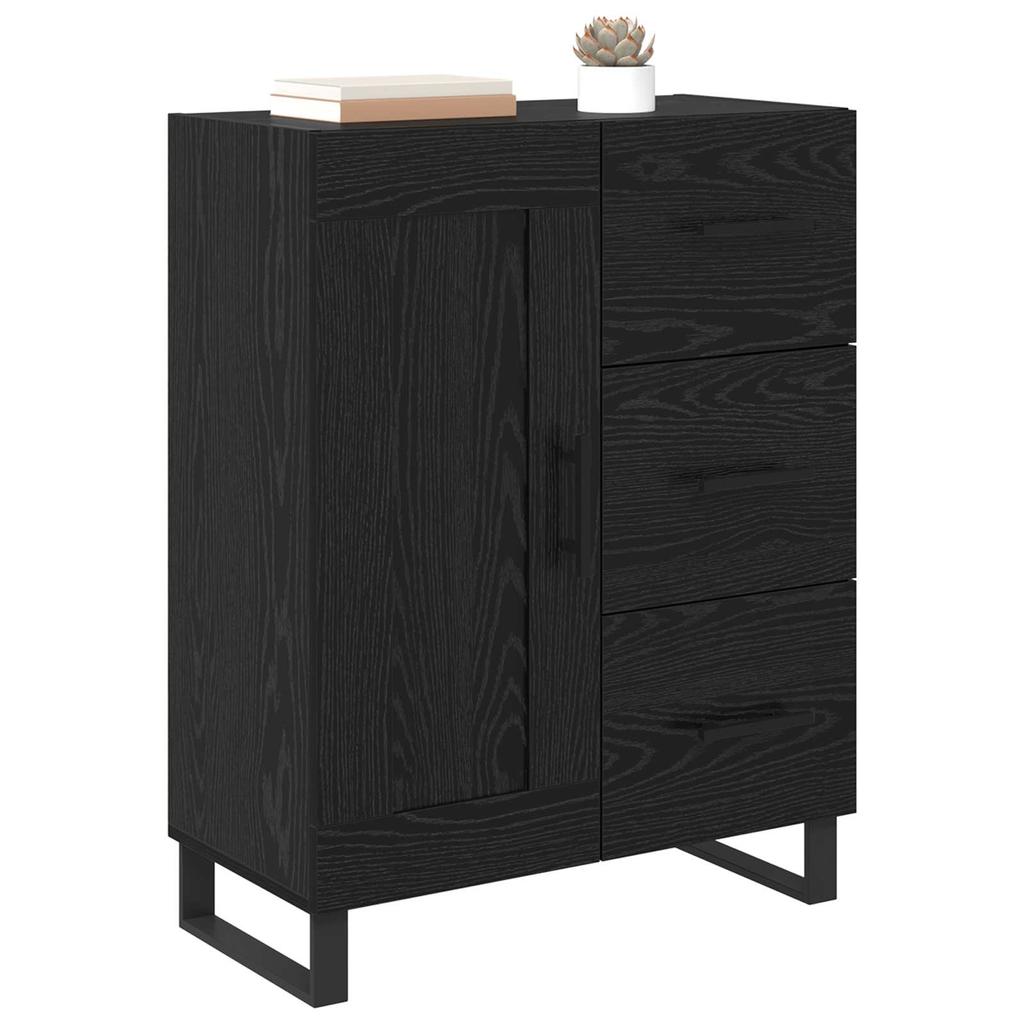 Sideboard with Drawers Black Oak Effect 69.5 x 34 x 90 cm