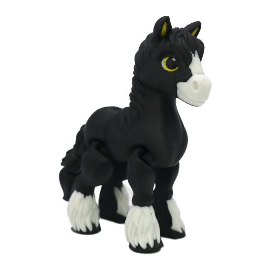 

3D Printed Horse Figurine Movable Joints Pony Statue Stress Relief Fidget Toy Educational Animal Model Desktop Decoration Ornament чёрный