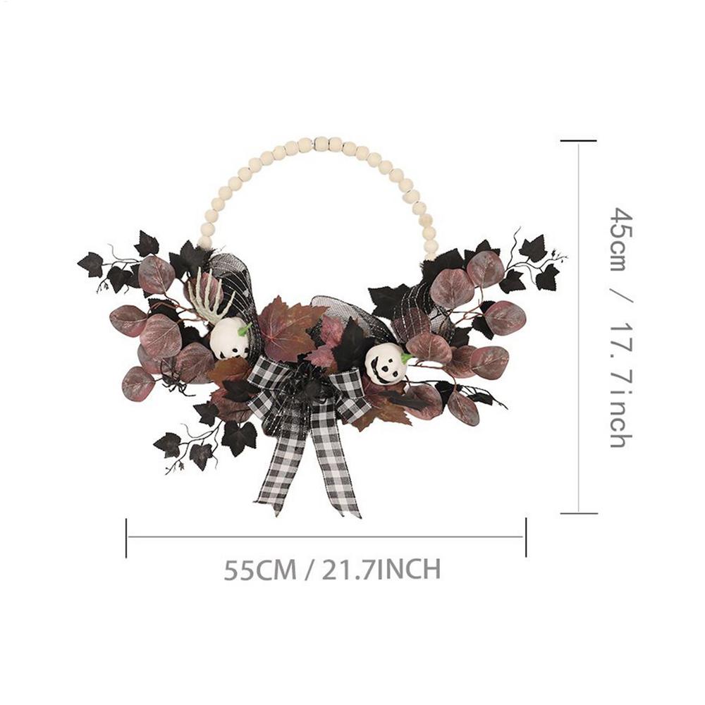 

Spooky Halloween Wreath Artificial Maple Leaves Garland Spider Pumpkin Ghost Festive Wreath 16 Inch For Kitchen Porch Outdoor коричневый