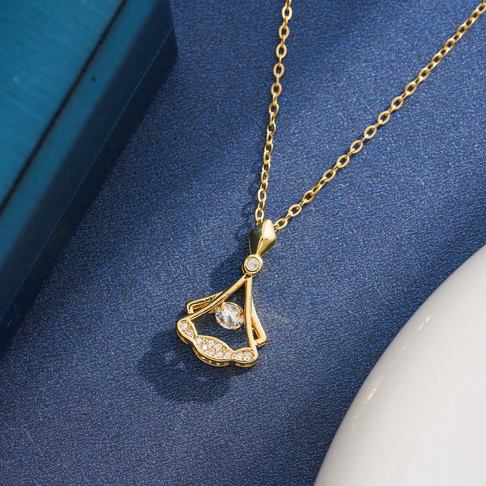 Zircon Titanium Steel Angel Heart Pendant Necklace - Summer Style Valentine s Day Gift for Girlfriend