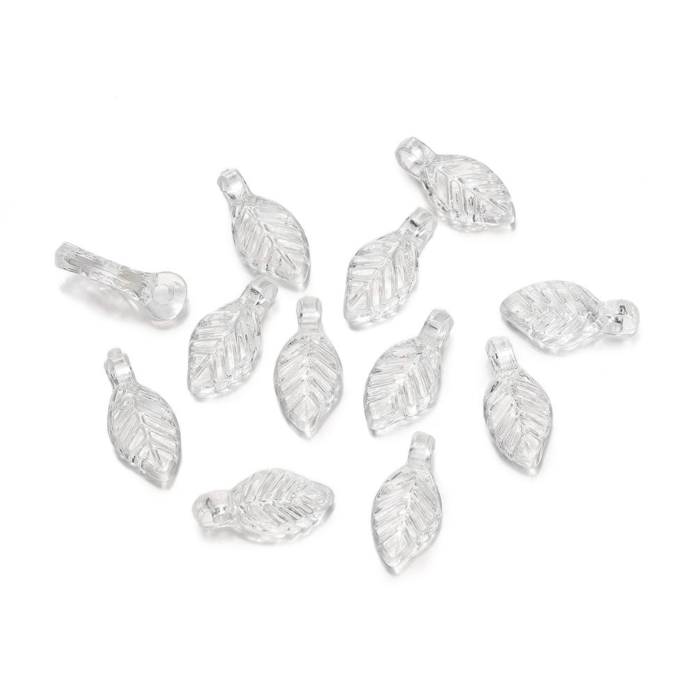 100pcs Acrylic Leaf Shaped Charms Colored Leaves Spacer Beads for DIY Necklaces Bracelets Crafts Charms Jewelry Making Supplies
