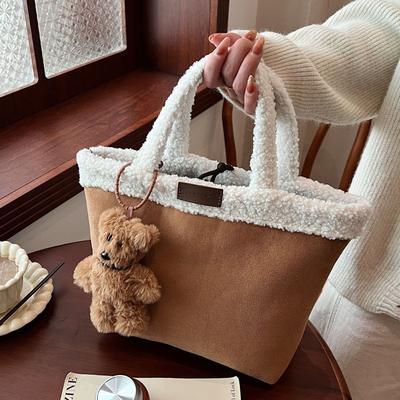 Vintage tragbare Hirschleder-Plüschtasche Damen-Trend kleine Tragetasche süße Plüschtasche