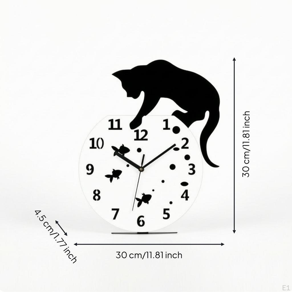 Wanduhr mit Katzen-Silhouette Künstlerisch Analog
