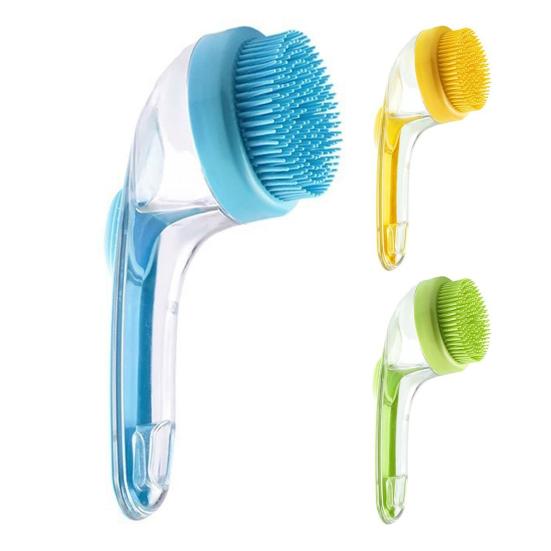 Dog Bath Brush 2-in-1 Dog Wash Scrubber with Soap And Shampoo Dispenser Pet Grooming Massage Brush for Long Short Haired Dogs Cats