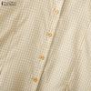 ZANZEA Women Grid Print Casual Round Neck Long Sleeve Blouse