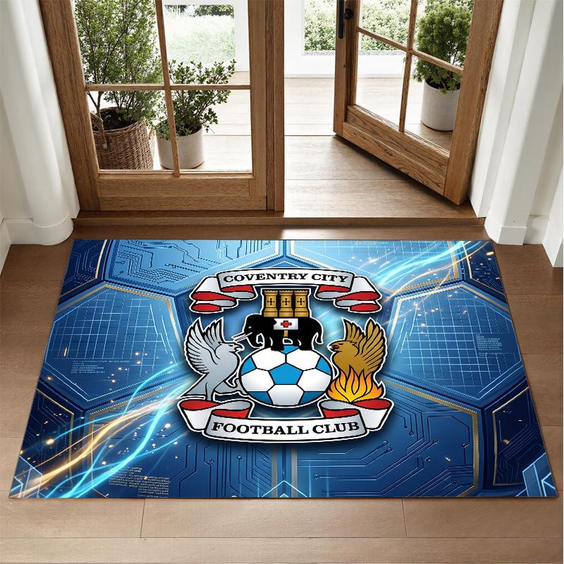 Coventry City Football Design Crystal Velvet Rug Soft Decorative Mat for Bedroom Entrance
