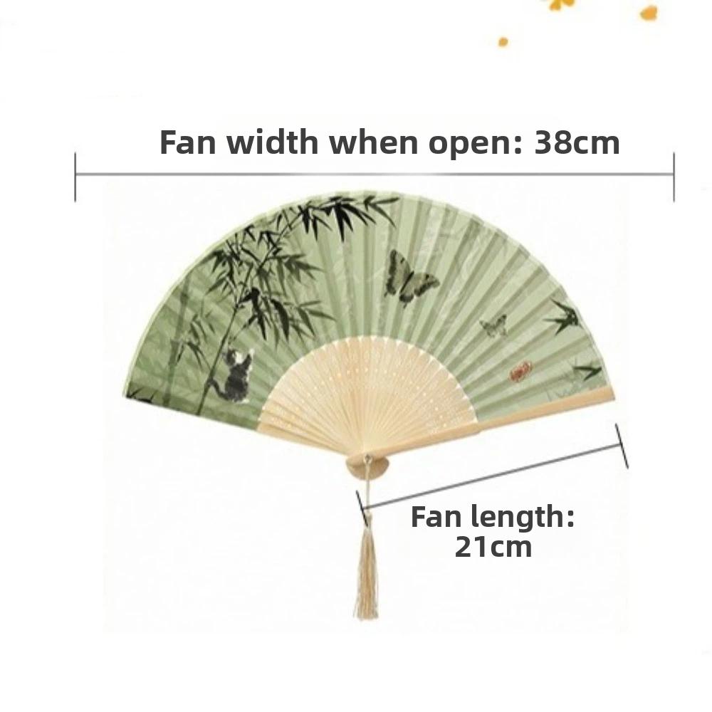 Vintage Style Folding Fan Tassel Elegent Female Fan Classical Dance Fan Home Decoration