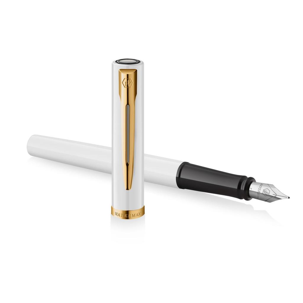 WATERMAN Impression White GT Fountain Fine Gift Luxury 2225545 Pen, Nib, Boxed, Gift,