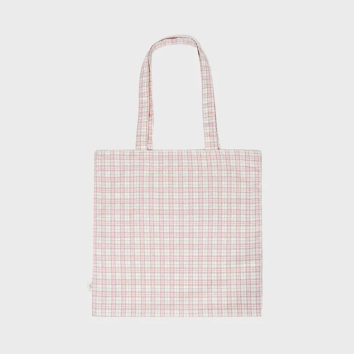 Clover Heart Check Eco Bag Pink