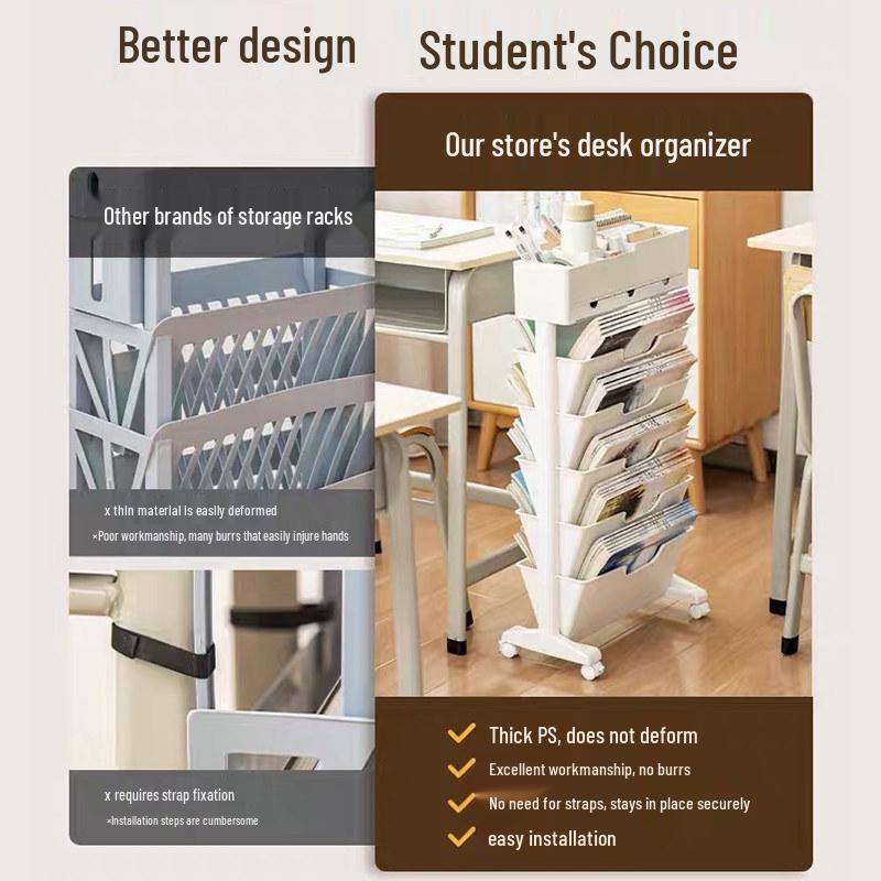 Adjustable Desk Edge Bookshelf: Compact Study Storage Shelf and Book Stand for Classroom or Office.