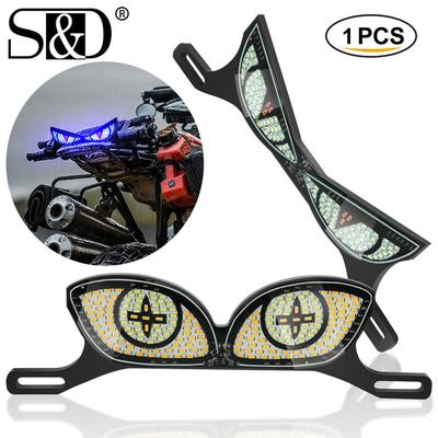 1Pc Motorcycle License Plate Light Cat Eye Dynamic Tail Light Rear Brake Stop Lamp Fast Strobe Light Anti-collision Signal Warning Lamp For Car Motor