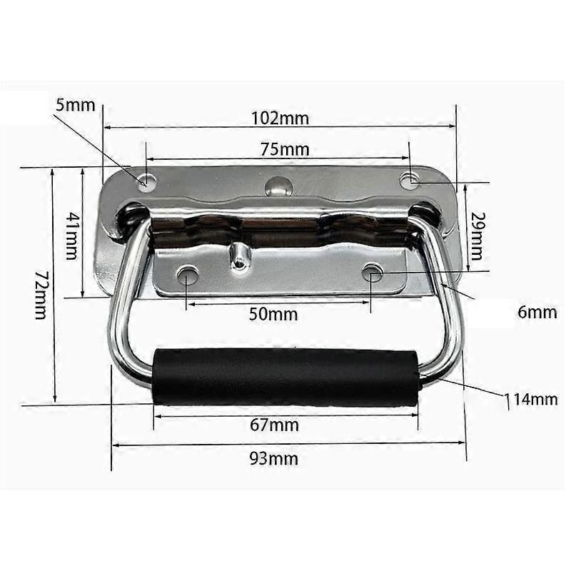 Spring Loaded Handle Stainless Steel Heavy Duty Handle for Toolbox Chest Case with Rubber Grip Surface Mounted