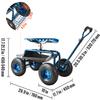 SucceBuy Garden Cart Rolling Workseat with Wheels Gardening Stool for Planting 360Degree Swivel Seat Wagon Scooter with Steering