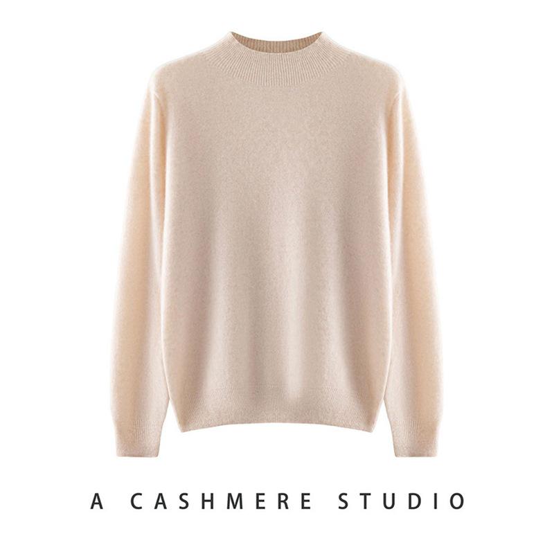 2026 Autumn Women's Pure Cashmere Half-High Neck Base Layer Sweater