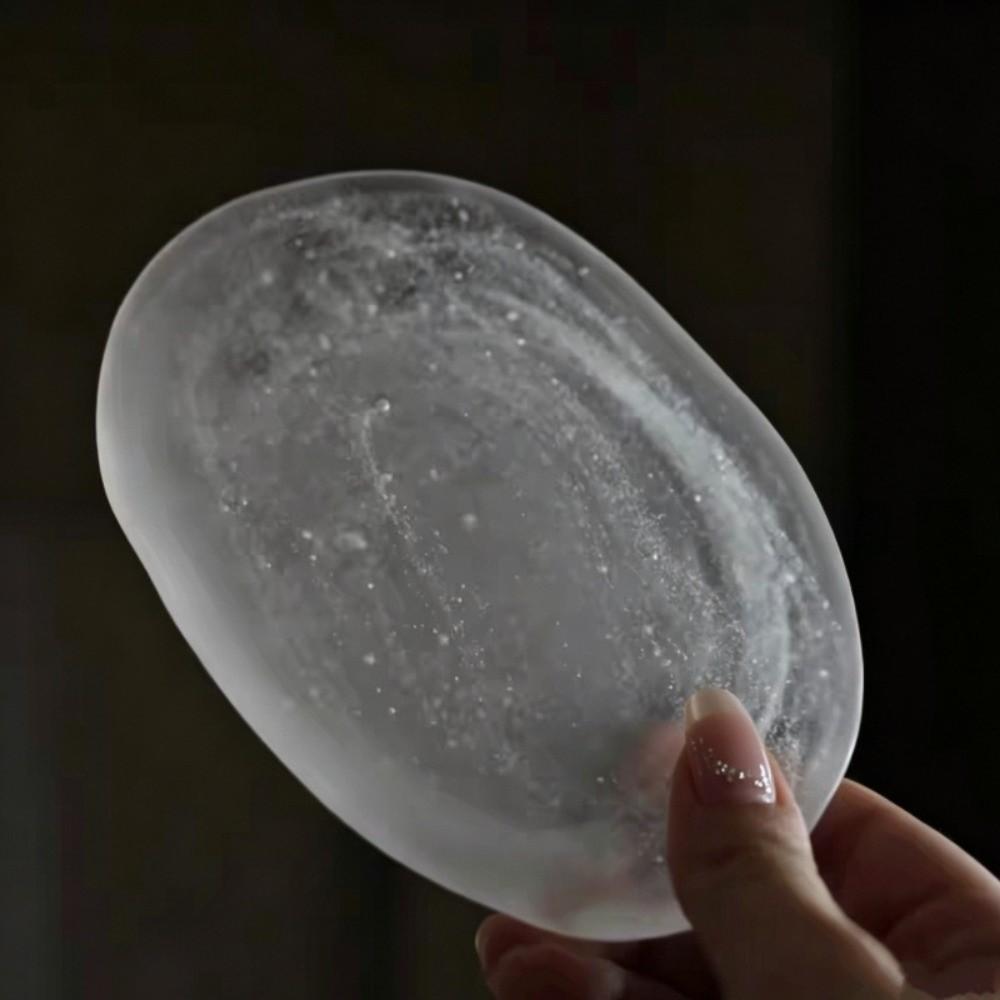 Exquisite Glass Dessert Dish Oval Shape Spit Bone Plate Simple Cold Dishes Restaurant