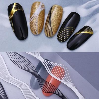 Nail Art Sticker Sling Adhesive 3D Golden Metal Stickers Decal Fashion Nail Art Advanced Sense DIY Three-dimensional Stickering