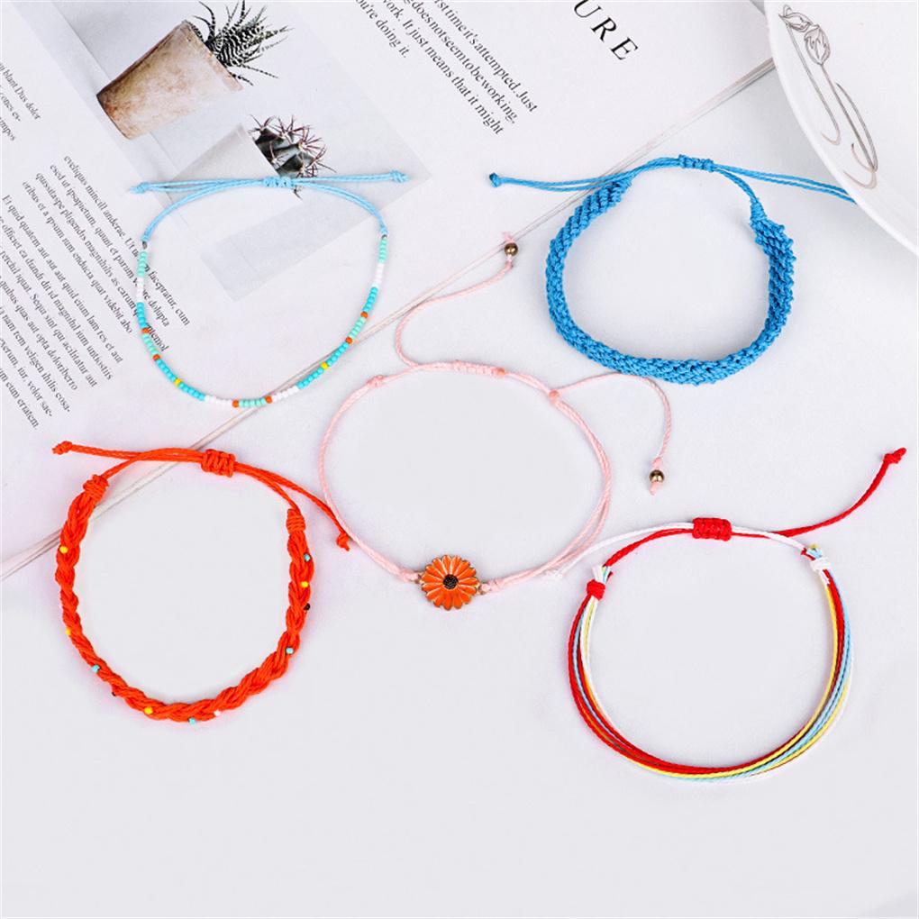 1 Set Bohemian Bracelet Comfortable Drawstring Beaded Bracelet for Women