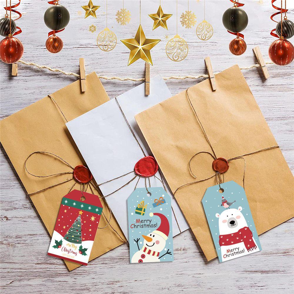 Santa Claus Gift Wrapping with Rope Hanging Label Gift Cards Christmas Paper Tags Xmas Decorations