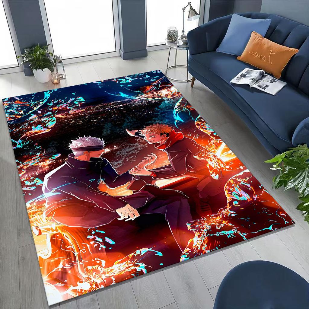 Anime Jujutsu Kaisen Yuji Satoru Kreslený koberec do ložnice, obývacího pokoje, k pohovce, domácí rohožka, dekorace, velká dětská hrací protiskluzová podložka na podlahu