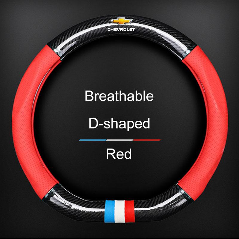 

Car Steering Wheel Cover Breathable Anti Slip PU Leather Steering Cover For Chevrolet Colorado Cruze Spark Captiva Malibu Trax Aveo Camaro Type D червоний