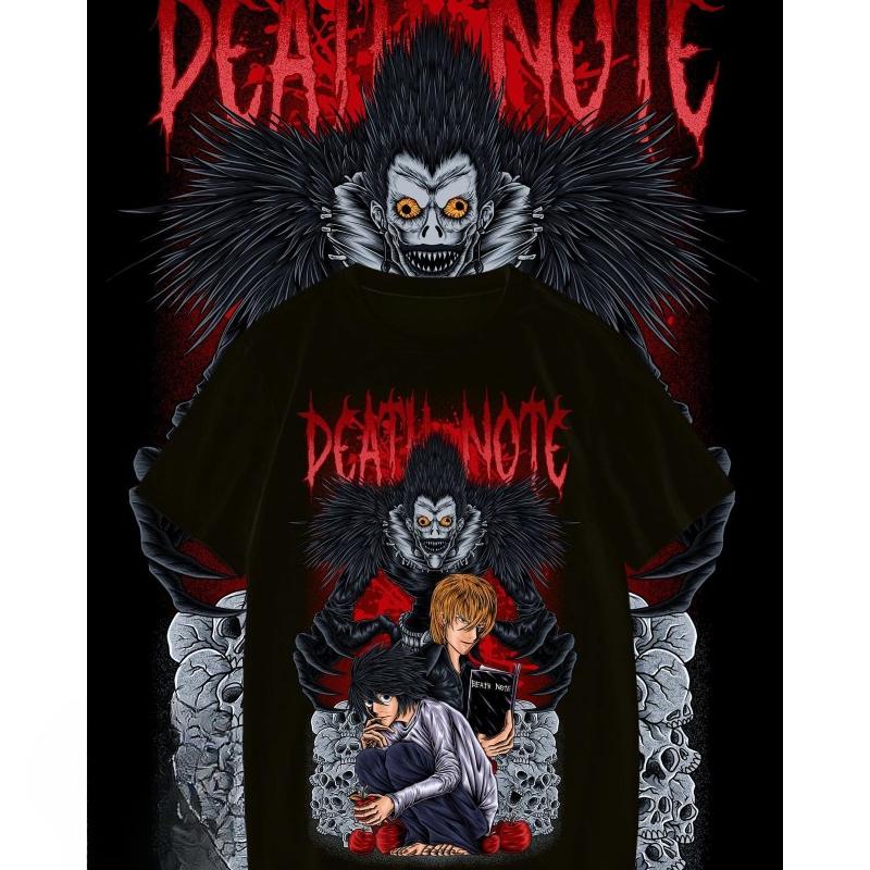 Death Note L Light Ryuk Vintage Anime T‑Shirt Shinigami Skull Horror Print Oversized Unisex Cotton Short Sleeve High Quality Otaku Streetwear Tops